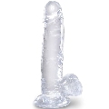 king cock - clear realistic penis with balls 15.2 cm transparent