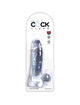 king cock - clear pene realistico con testiculos 15.2 cm transparente