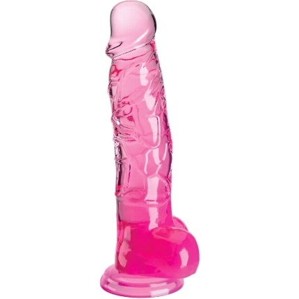 king cock - clear pene realistico con testiculos 16.5 cm rosa
