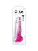 king cock - clear realistic penis with balls 16.5 cm pink D-236530