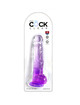 king cock - clear realistic penis with balls 16.5 cm purple D-236531