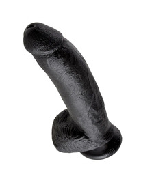 Dildo Realístico King Cock com Testículos Preto 22.9 cm