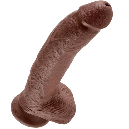 Dildo Realístico King Cock com Testículos Castanho 22.9 cm