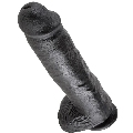 Dildo Realístico King Cock com Testículos Preto 28 cm