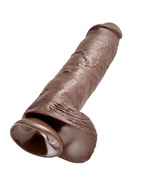 king cock - 11 dildo brown with balls 28 cm