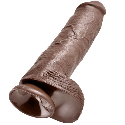 Dildo Realístico King Cock com Testículos Castanho 28 cm
