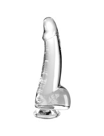 king cock - clear dildo with testicles 15.2 cm transparent D-236645