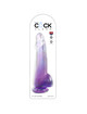 king cock - clear dildo with testicles 19 cm purple D-236647