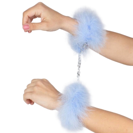 secretplay - blue light marabou handcuffs D-212559