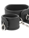 fetish submissive - vegan leather necklace and handcuffs with noprene lining D-218913