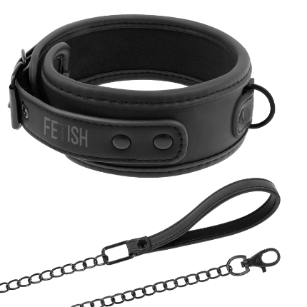 fetish submissive - collar con cadena con forro de nopreno