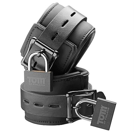 tom of finland - neoprene wrist cuffs with lock D-219873