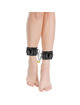 darkness - adjustable black leather ankle handcuffs with padlock D-221231