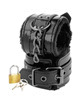 Algemas de Tornozelo Darkness Couro Sintético com Cadeado Preto,D-221231