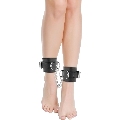 darkness - black adjustable leather ankle handcuffs