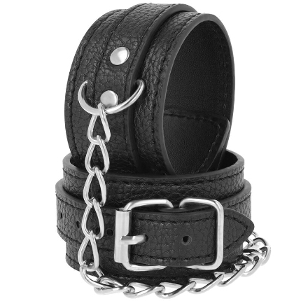 darkness - black textured leather handcuffs D-226691