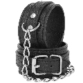 darkness - black textured leather handcuffs