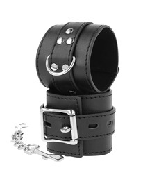 darkness - black leather handcuffs D-226721