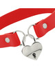 coquette - chic desire red vegan leather necklace with heart accessory with key D-229296