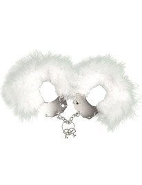 adrien lastic - esposas metal con plumas blanco