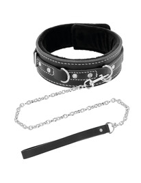 darkness - collar leather con correa alta calidad