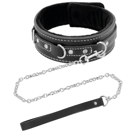 darkness - collar leather con correa alta calidad