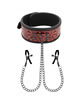 begme - red edition collar con cadenas y pinzas pezones con forro de neopreno