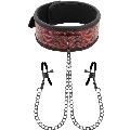 begme - red edition collar con cadenas y pinzas pezones con forro de neopreno