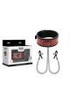 begme - red edition collar con cadenas y pinzas pezones con forro de neopreno