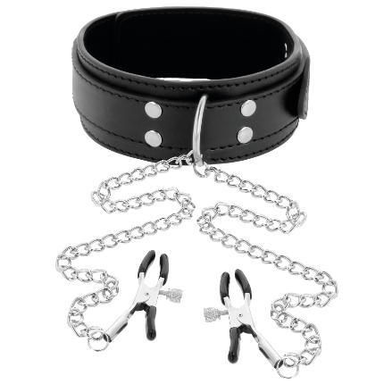 darkness - collar with nipple clamps black D-221156