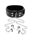darkness - collar with nipple clamps black D-221156