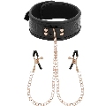 begme - black edition collar con cadenas y pinzas pezones con forro de neopreno
