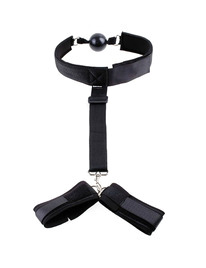 ohmama fetish - fetish neoprene gag with hand cuffs