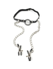 Mordaça Fetish Fantasy com Pinças de Mamilos,D-236543