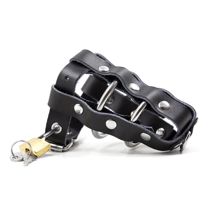 Cinto de Castidade OhMama Fetish Couro Sintético com Anéis de Metal,D-230056