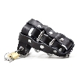 ohmama fetish - leather sheath with metal rings and padlock