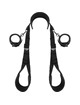fetish submissive - open legs position with noprene lining handcuffs D-218905