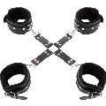darkness - leather handcuffs for foot and hands black