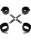 darkness - leather handcuffs for foot and hands black D-221254