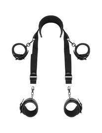 fetish submissive - master position with 4 noprene-lined handcuffs