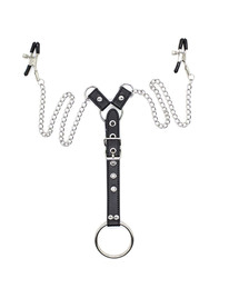ohmama fetish - pinzas pezones con cadenas y anillo pene