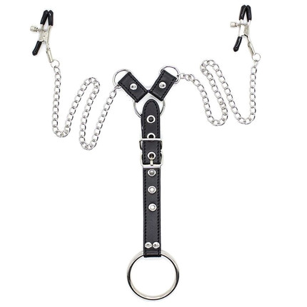 ohmama fetish - nipple clamps with chains and penis ring D-230016