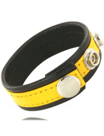leather body - adjustable leather strap penis yellow-black D-211892