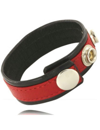 leather body - adjustable leather strap for penis red-black D-211893