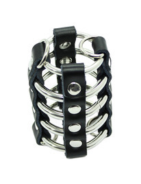 ohmama fetish - penis cage with metal rings and leather straps D-230057