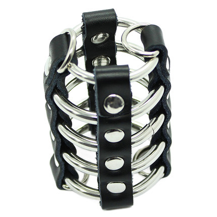 ohmama fetish - penis cage with metal rings and leather straps D-230057