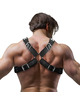 fetish submissive attitude - men's crossed chest eco-leather harness with rivets D-235865