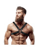 fetish submissive attitude - men's adjustable eco-leather cross chest bulldog harness D-235868