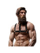 fetish submissive attitude - adjustable eco-leather chest harness with necklace for men D-235870