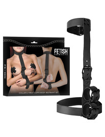fetish submissive bondage - conjunto de sujeciÓn para el cuerpo de cuello y muÑequeras